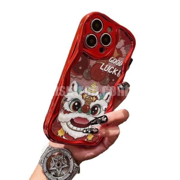 Cmxelcs Electroplated Curved Edge Lion Dance Phone Case for iphone 16pro max