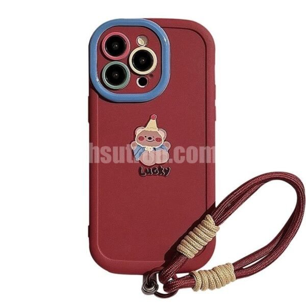 Cmxelcs Fun and Cute Little Bear Hand Rope phone case for iPhone 16 Pro max