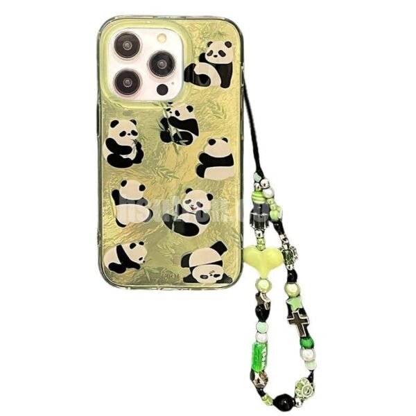 Cmxelcs Stylish Green Bamboo Panda Phone Case Chain for iphone 16pro max