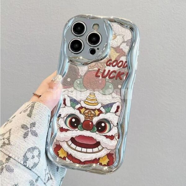 Cmxelcs Electroplated Curved Edge Lion Dance Phone Case for iphone 16pro max - Image 2