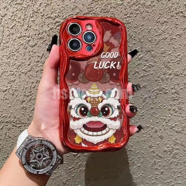 Cmxelcs Electroplated Curved Edge Lion Dance Phone Case for iphone 16pro max - Image 3