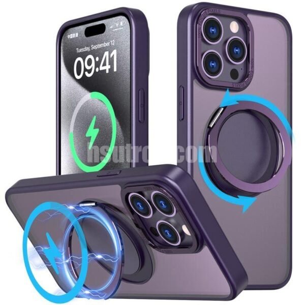 Cmxelcs 360 Degree Rotating Gear Bracket Magnetic Suction Phone Case for iphone 16 - Image 3