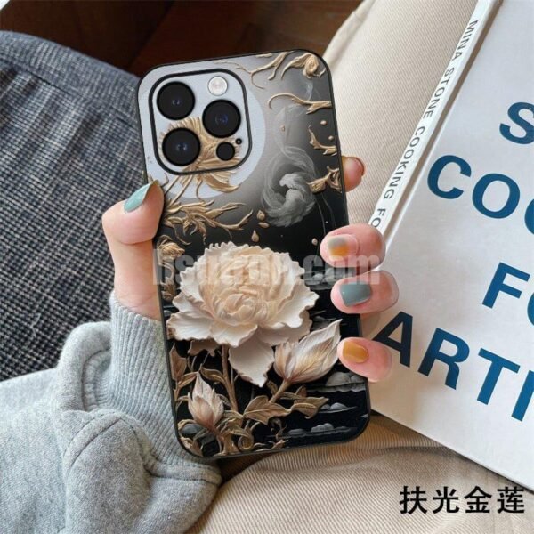 Cmxelcs The Retro Golden Lotus Phone Case for iphone 16 pro max - Image 3