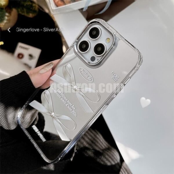 Cmxelcs Three-Dimensional Pearl Bow Case for iphone 16pro max - Image 3